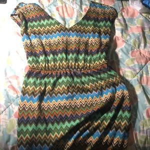 Chevron multicolor above the knee dress